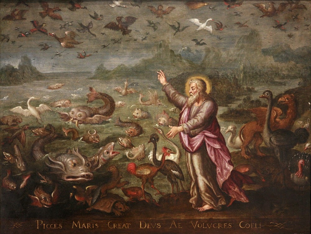 God creating the birds and the fishes 