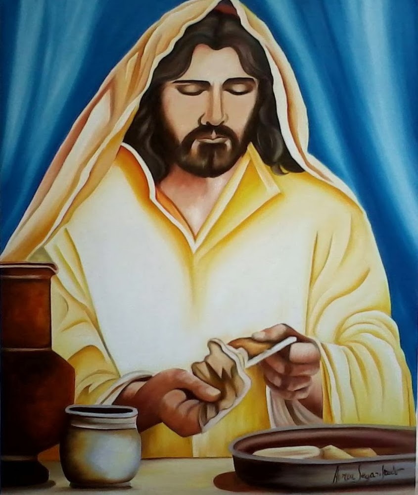Jesus Cristo repartindo o pão (Áurea Seganfredo, 2013, © Áurea Seganfredo)