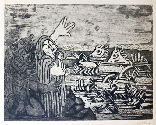 Crossing the Red Sea (Ben-Zion, 1952, Biblical Themes portfolio, Plate XIV, (Curt Valentin, New York))