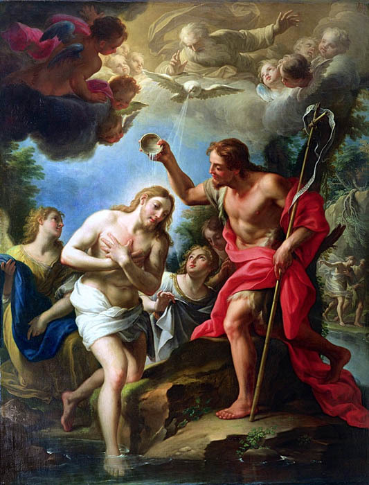 El bautismo de Jesucristo, el Hijo de Dios (Francesco Trevisani)