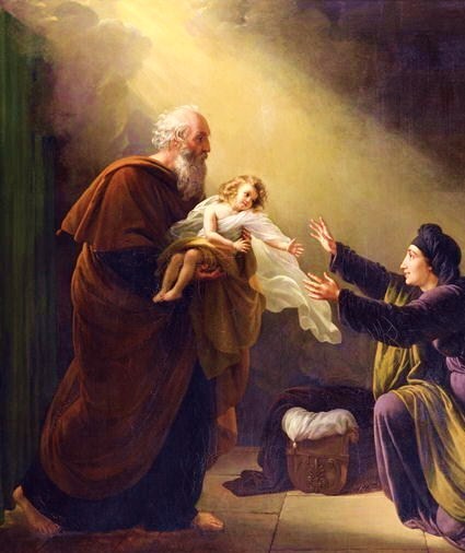 Elijah Resuscitating the Son of the Widow of Zarephath (Louis Hersent)