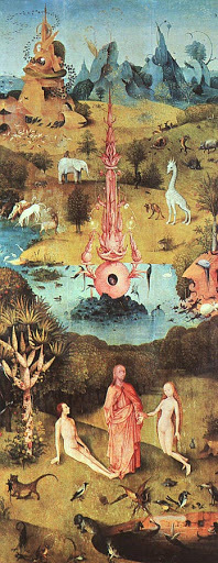 Garden of Earthly Delights - Paradise (Hieronymus Bosch, 1480/90 or ca. 1500 ,  Museo del Prado, Madrid)