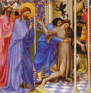 Jesus drives out a demon ("Très Riches Heures du Duc de Berry")