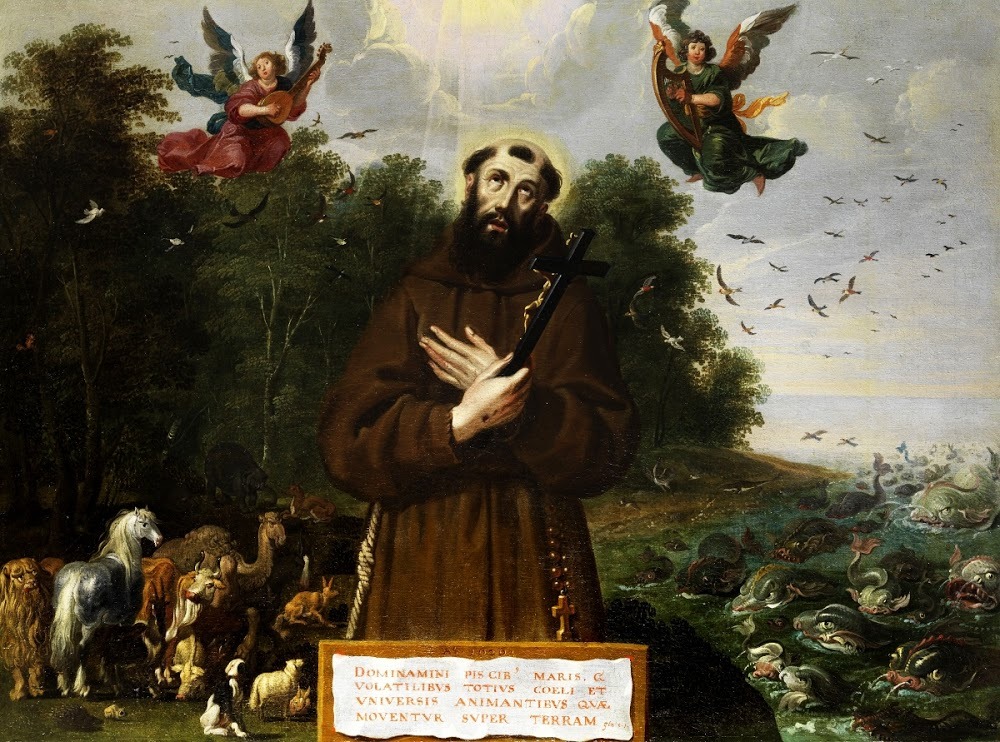 Saint Francis of Assis preaches to the animals (anonymous Italian painter, 1626)
