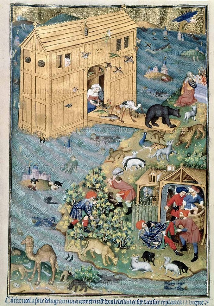 The Animals Leave the Ark (Master of the Munich Golden Legend, c. 1415-1430 ,  British Library, London)