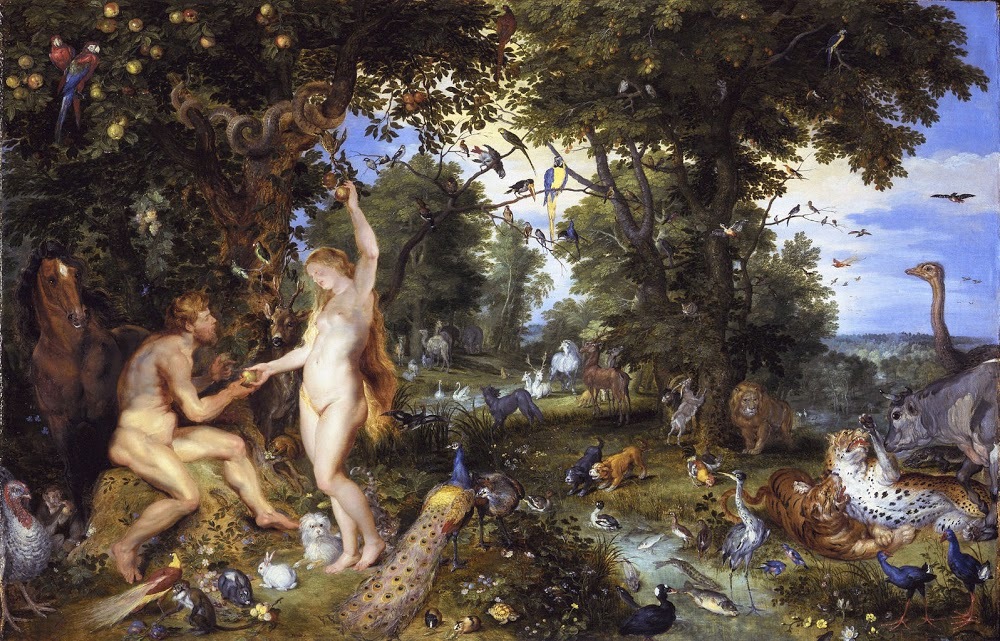 The garden of Eden with the fall of man (Peter Paul Rubens and Jan Brueghel the Elder, 1615, Koninklijk Kabinet van Schilderijen Mauritshuis, Den Haag)